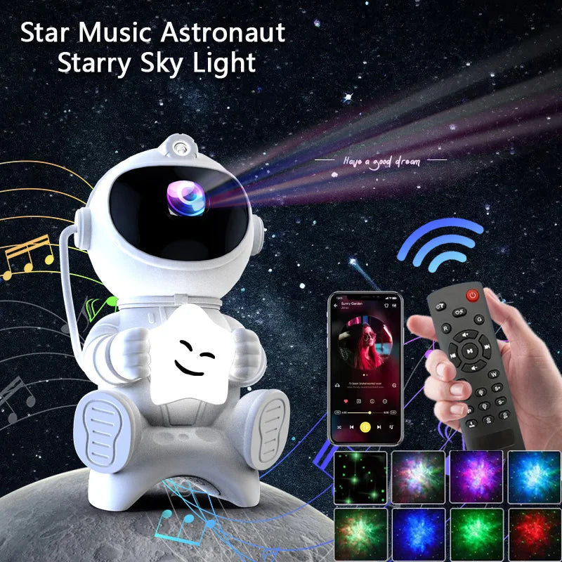 Astronaut Galaxy Projector – Starry Sky Night Light with Bluetooth Speaker