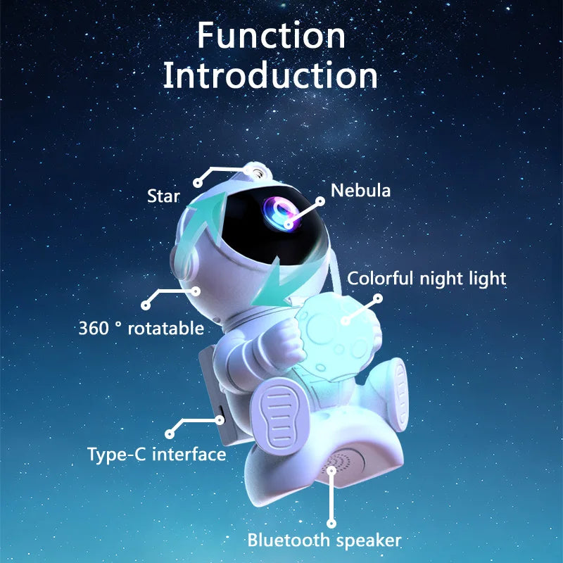 Astronaut Galaxy Projector – Starry Sky Night Light with Bluetooth Speaker